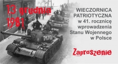 Wieczornica patriotyczna w 41.rocznicę wprowadzenia stanu wojennego 18:00 13 12 2022